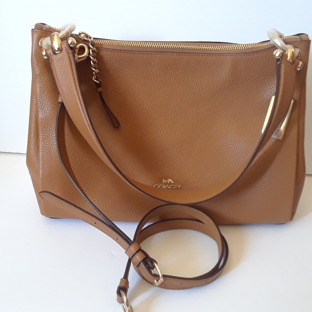 Coach Light Saddle Pebble Leather Mia Shoulder Bag F28966 IMLQD - Picture 7 of 12